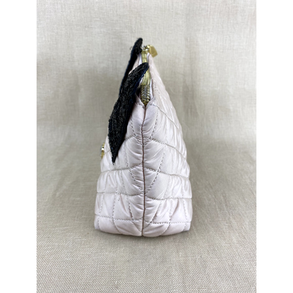 Betsey Johnson Pink Quilted Kitty Cat Zip Makeup Bag - Picture 4 of 7